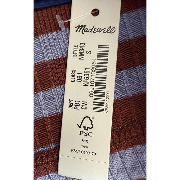 MWL Madewell Variegated Rib Crop Tank Small NWT Stripe Cosmic Violet - Picture 6 of 9